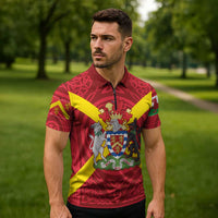 Personalized Anglesey Ynys Mon Zipper Polo Shirt Map and Emblem Celtic Style - Wonder Print Shop