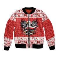 Poland Christmas Bomber Jacket Polish Eagle with Flag Style - Wonder Print Shop