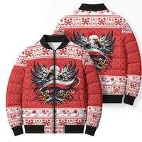 Poland Christmas Bomber Puffer Jacket Polish Eagle with Flag Style - Wonder Print Shop