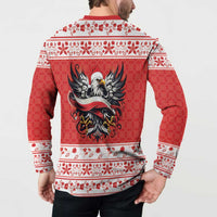 Poland Christmas Button Sweatshirt Polish Eagle with Flag Style - Wonder Print Shop