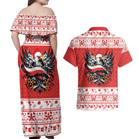 Poland Christmas Couples Matching Off Shoulder Maxi Dress and Hawaiian Shirt Polish Eagle with Flag Style - Wonder Print Shop