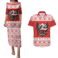 Poland Christmas Couples Matching Puletasi and Hawaiian Shirt Polish Eagle with Flag Style - Wonder Print Shop