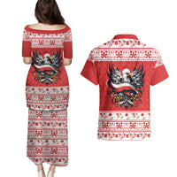 Poland Christmas Couples Matching Puletasi and Hawaiian Shirt Polish Eagle with Flag Style - Wonder Print Shop