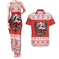 Poland Christmas Couples Matching Tank Maxi Dress and Hawaiian Shirt Polish Eagle with Flag Style - Wonder Print Shop