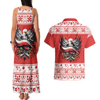 Poland Christmas Couples Matching Tank Maxi Dress and Hawaiian Shirt Polish Eagle with Flag Style - Wonder Print Shop