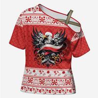 Poland Christmas Cross Shoulder Shirt Polish Eagle with Flag Style - Wonder Print Shop