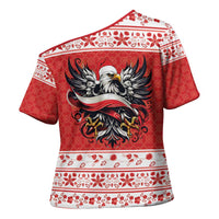 Poland Christmas Cross Shoulder Shirt Polish Eagle with Flag Style - Wonder Print Shop