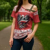Poland Christmas Cross Shoulder Shirt Polish Eagle with Flag Style - Wonder Print Shop