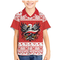 Poland Christmas Family Matching Mermaid Dress and Hawaiian Shirt Polish Eagle with Flag Style - Wonder Print Shop