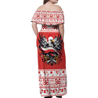 Poland Christmas Family Matching Off Shoulder Maxi Dress and Hawaiian Shirt Polish Eagle with Flag Style - Wonder Print Shop