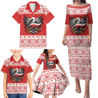 Poland Christmas Family Matching Puletasi and Hawaiian Shirt Polish Eagle with Flag Style - Wonder Print Shop