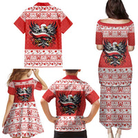 Poland Christmas Family Matching Puletasi and Hawaiian Shirt Polish Eagle with Flag Style - Wonder Print Shop