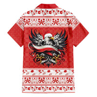 Poland Christmas Family Matching Short Sleeve Bodycon Dress and Hawaiian Shirt Polish Eagle with Flag Style - Wonder Print Shop