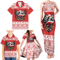Poland Christmas Family Matching Tank Maxi Dress and Hawaiian Shirt Polish Eagle with Flag Style - Wonder Print Shop