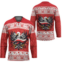 Poland Christmas Hockey Jersey Polish Eagle with Flag Style - Wonder Print Shop