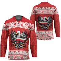 Poland Christmas Hockey Jersey Polish Eagle with Flag Style - Wonder Print Shop