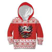 Poland Christmas Kid Hoodie Polish Eagle with Flag Style - Wonder Print Shop