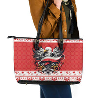 Poland Christmas Leather Tote Bag Polish Eagle with Flag Style - Wonder Print Shop
