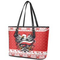Poland Christmas Leather Tote Bag Polish Eagle with Flag Style - Wonder Print Shop