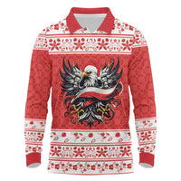 Poland Christmas Long Sleeve Polo Shirt Polish Eagle with Flag Style - Wonder Print Shop