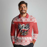 Poland Christmas Long Sleeve Polo Shirt Polish Eagle with Flag Style - Wonder Print Shop