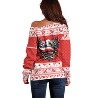 Poland Christmas Off Shoulder Sweater Polish Eagle with Flag Style - Wonder Print Shop