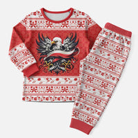 Poland Christmas Pajama Set Polish Eagle with Flag Style - Wonder Print Shop