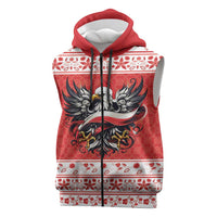 Poland Christmas Sleeveless Zip Hoodie Polish Eagle with Flag Style - Wonder Print Shop