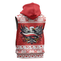 Poland Christmas Sleeveless Zip Hoodie Polish Eagle with Flag Style - Wonder Print Shop