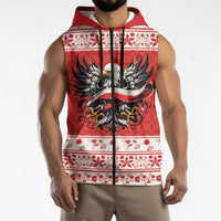 Poland Christmas Sleeveless Zip Hoodie Polish Eagle with Flag Style - Wonder Print Shop