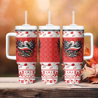 Poland Christmas Tumbler With Handle Polish Eagle with Flag Style - Wonder Print Shop