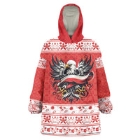Poland Christmas Wearable Blanket Hoodie Polish Eagle with Flag Style - Wonder Print Shop