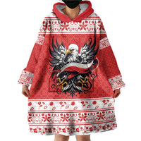Poland Christmas Wearable Blanket Hoodie Polish Eagle with Flag Style - Wonder Print Shop