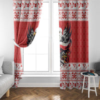 Poland Christmas Window Curtain Polish Eagle with Flag Style - Wonder Print Shop
