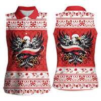 Poland Christmas Women Sleeveless Polo Shirt Polish Eagle with Flag Style - Wonder Print Shop