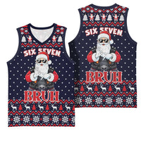 Funny Santa Six Seven Bruh Christmas Basketball Jersey Meme Gen Alpha Slang - Wonder Print Shop