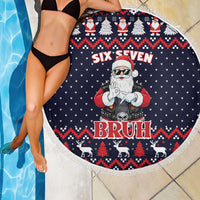 Funny Santa Six Seven Bruh Christmas Beach Blanket Meme Gen Alpha Slang - Wonder Print Shop
