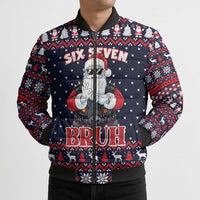 Funny Santa Six Seven Bruh Christmas Bomber Puffer Jacket Meme Gen Alpha Slang - Wonder Print Shop