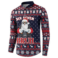 Funny Santa Six Seven Bruh Christmas Button Sweatshirt Meme Gen Alpha Slang - Wonder Print Shop
