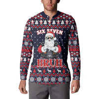 Funny Santa Six Seven Bruh Christmas Button Sweatshirt Meme Gen Alpha Slang - Wonder Print Shop