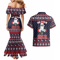 Funny Santa Six Seven Bruh Christmas Couples Matching Mermaid Dress and Hawaiian Shirt Meme Gen Alpha Slang - Wonder Print Shop