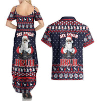 Funny Santa Six Seven Bruh Christmas Couples Matching Summer Maxi Dress and Hawaiian Shirt Meme Gen Alpha Slang - Wonder Print Shop