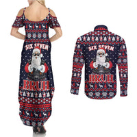 Funny Santa Six Seven Bruh Christmas Couples Matching Summer Maxi Dress and Long Sleeve Button Shirt Meme Gen Alpha Slang - Wonder Print Shop