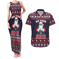 Funny Santa Six Seven Bruh Christmas Couples Matching Tank Maxi Dress and Hawaiian Shirt Meme Gen Alpha Slang - Wonder Print Shop