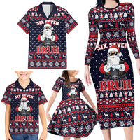 Funny Santa Six Seven Bruh Christmas Family Matching Long Sleeve Bodycon Dress and Hawaiian Shirt Meme Gen Alpha Slang - Wonder Print Shop