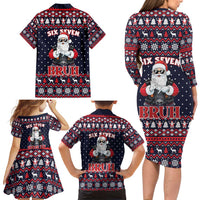 Funny Santa Six Seven Bruh Christmas Family Matching Long Sleeve Bodycon Dress and Hawaiian Shirt Meme Gen Alpha Slang - Wonder Print Shop