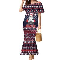 Funny Santa Six Seven Bruh Christmas Family Matching Mermaid Dress and Hawaiian Shirt Meme Gen Alpha Slang - Wonder Print Shop