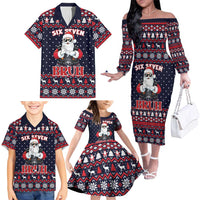 Funny Santa Six Seven Bruh Christmas Family Matching Off The Shoulder Long Sleeve Dress and Hawaiian Shirt Meme Gen Alpha Slang - Wonder Print Shop