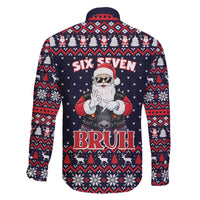 Funny Santa Six Seven Bruh Christmas Family Matching Off The Shoulder Long Sleeve Dress and Hawaiian Shirt Meme Gen Alpha Slang - Wonder Print Shop