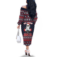 Funny Santa Six Seven Bruh Christmas Family Matching Off The Shoulder Long Sleeve Dress and Hawaiian Shirt Meme Gen Alpha Slang - Wonder Print Shop